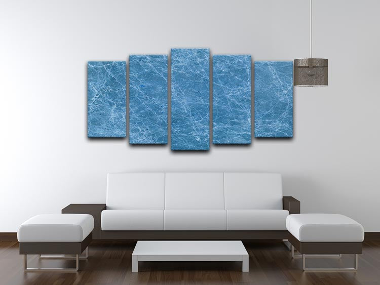 Dark Blue Marble 5 Split Panel Canvas - Canvas Art Rocks - 3
