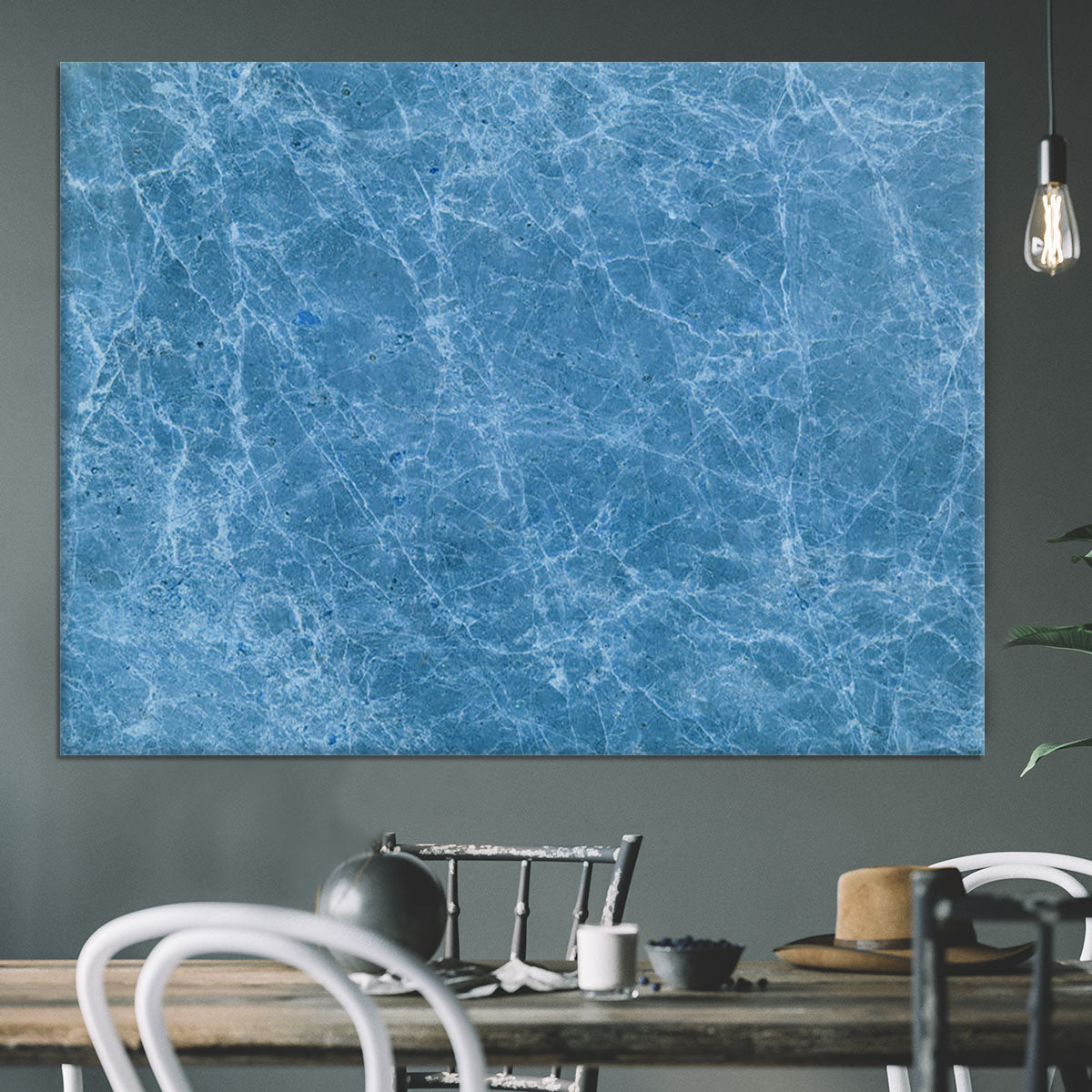 Dark Blue Marble Canvas Print or Poster - Canvas Art Rocks - 3