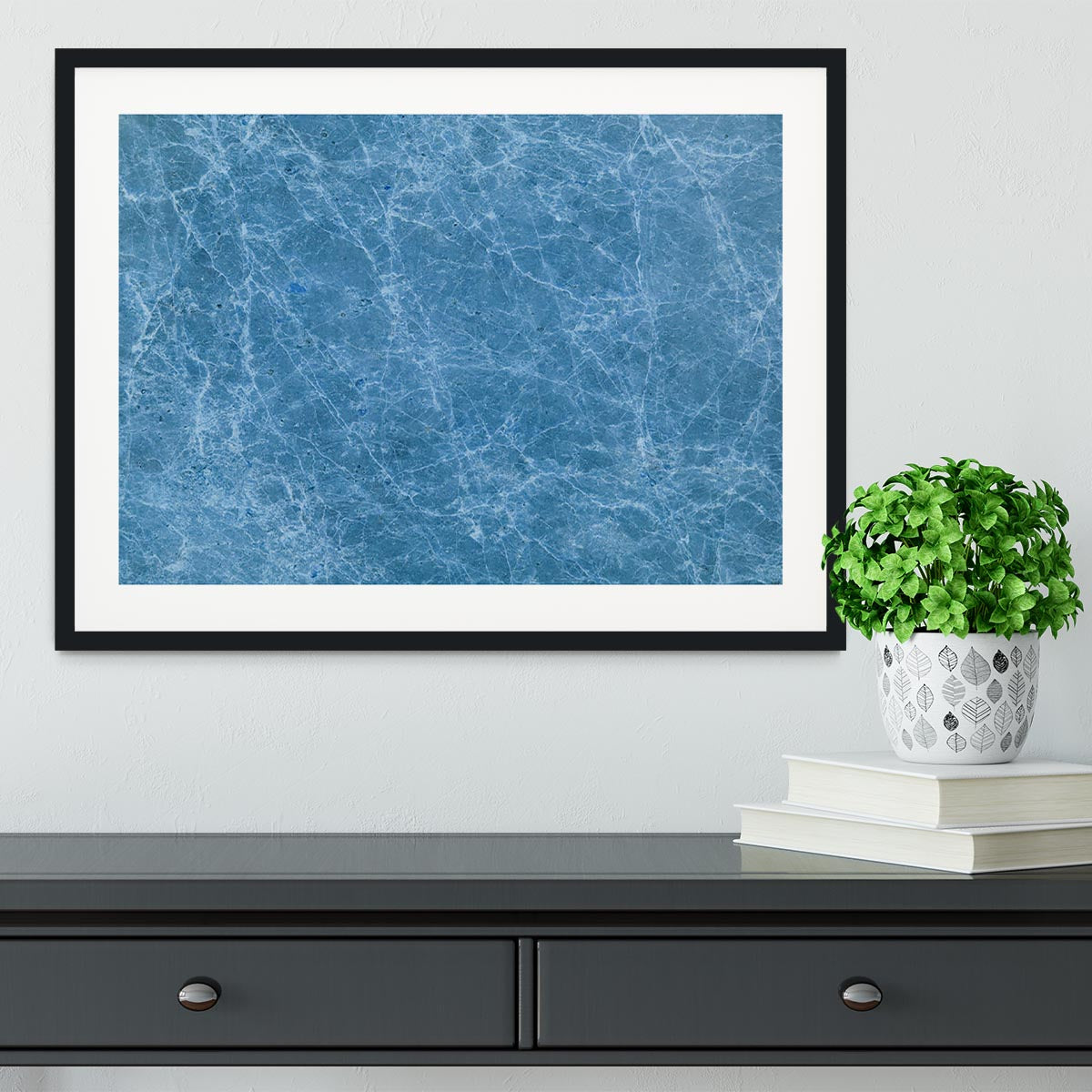 Dark Blue Marble Framed Print - Canvas Art Rocks - 1
