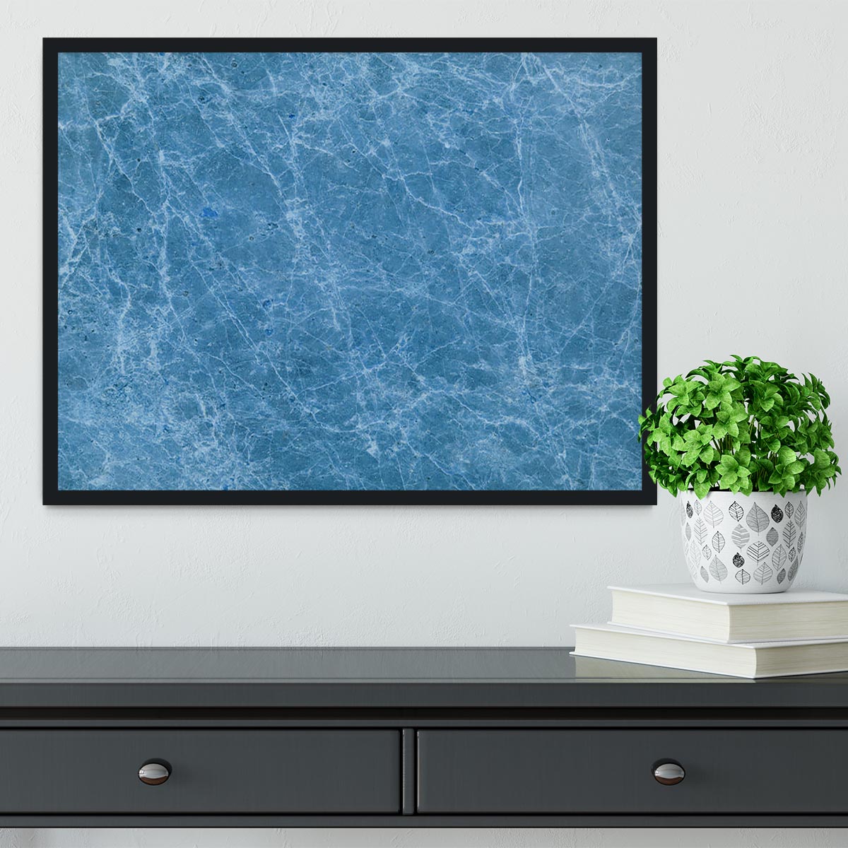 Dark Blue Marble Framed Print - Canvas Art Rocks - 2