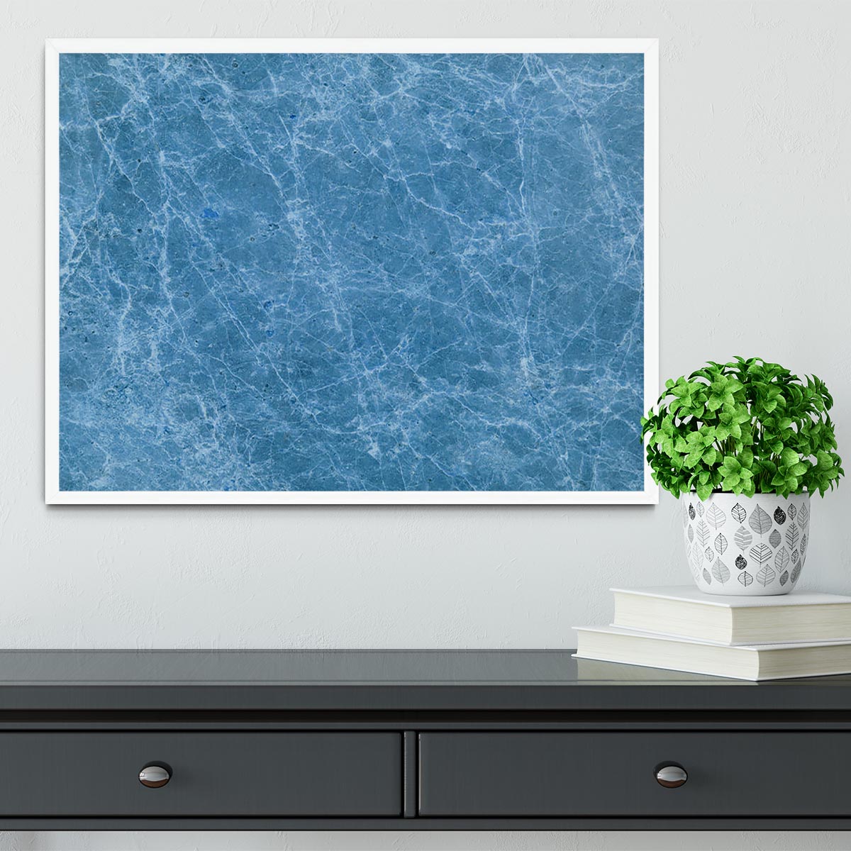 Dark Blue Marble Framed Print - Canvas Art Rocks -6