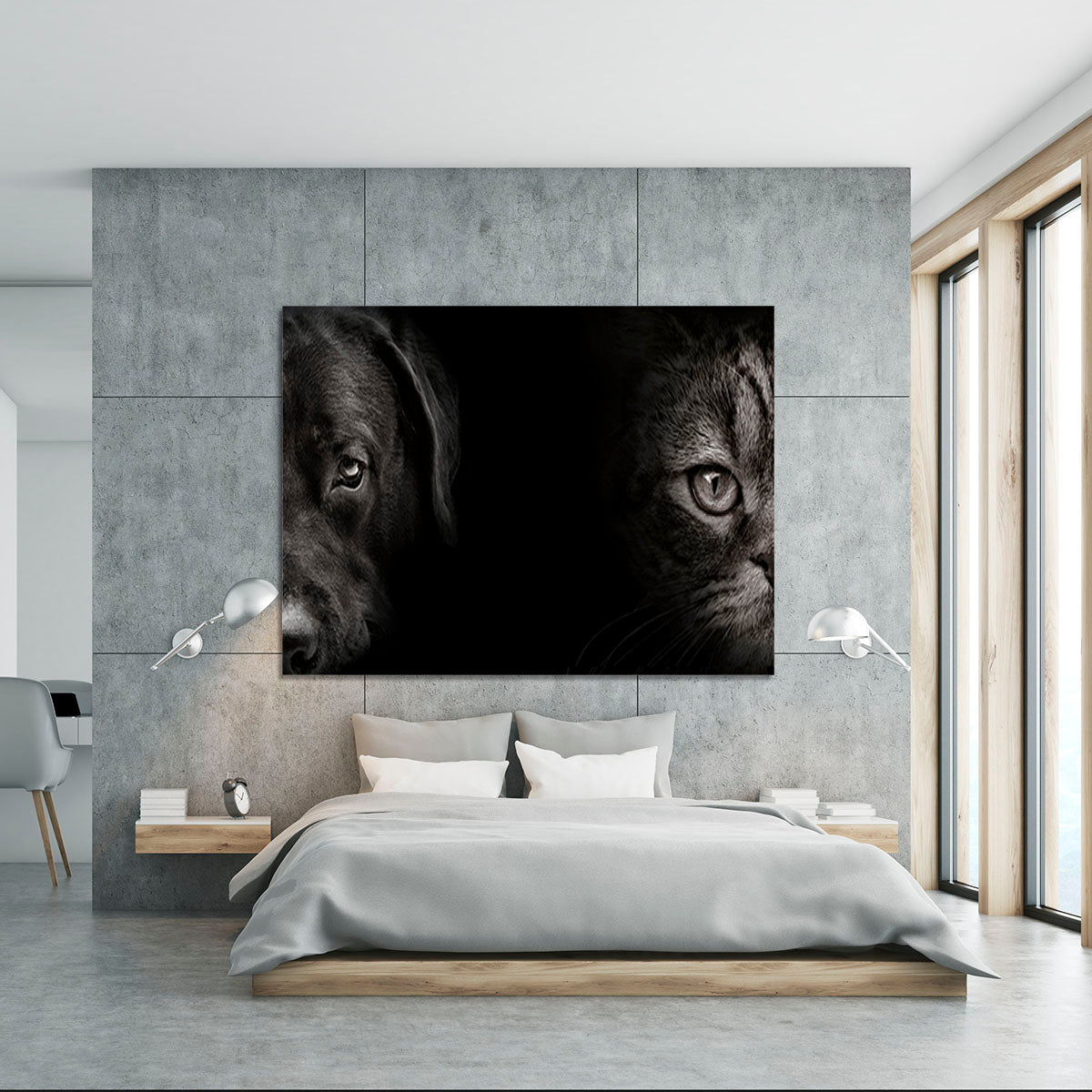 Dark muzzle labrador dog and cat Canvas Print or Poster - Canvas Art Rocks - 5
