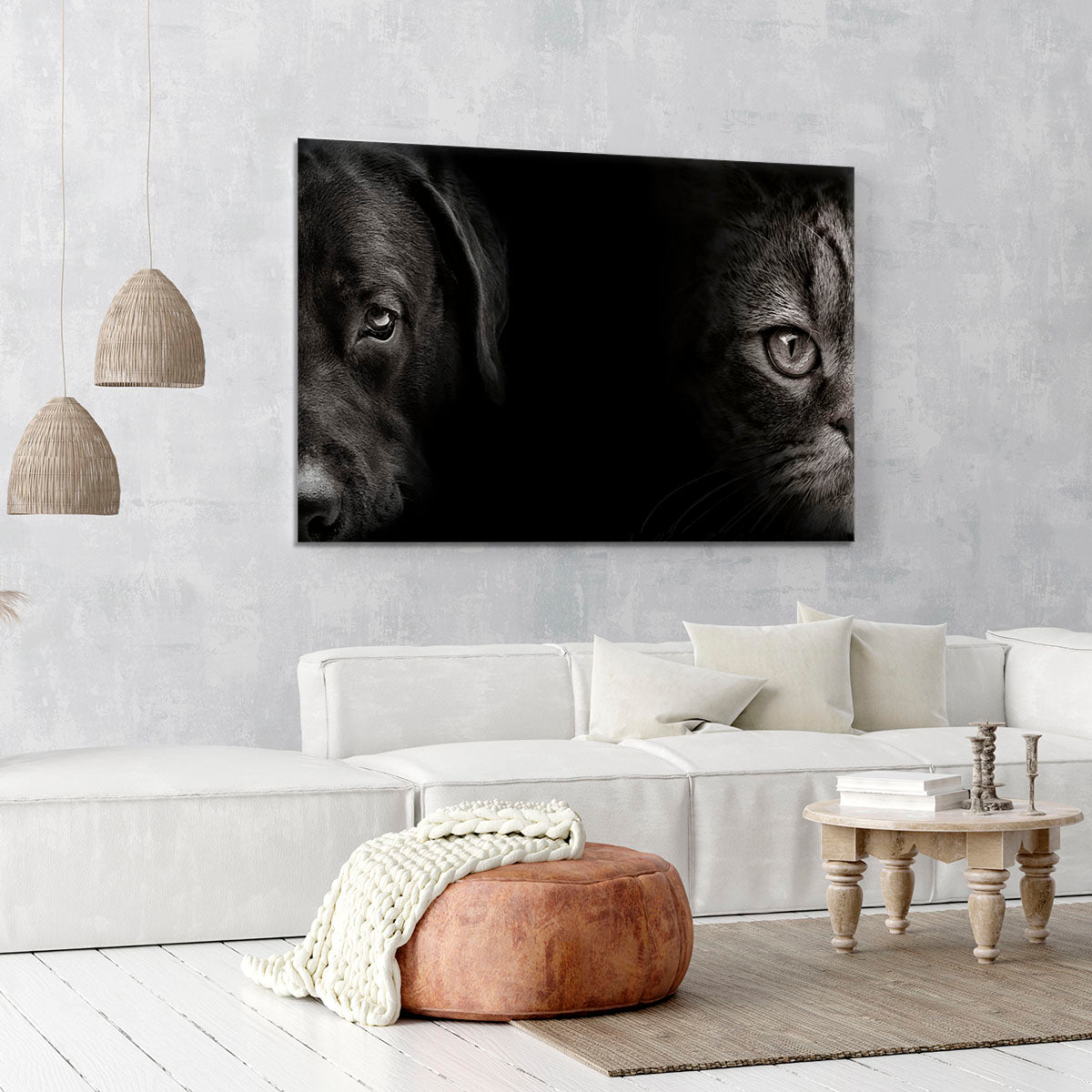 Dark muzzle labrador dog and cat Canvas Print or Poster - Canvas Art Rocks - 6
