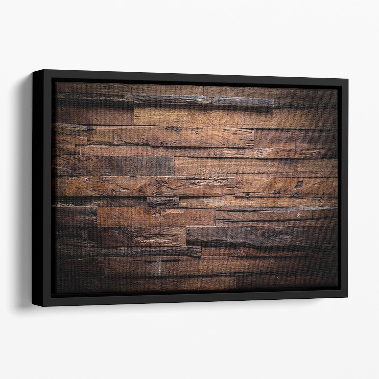 Dark wood texture Floating Framed Canvas - Canvas Art Rocks - 1