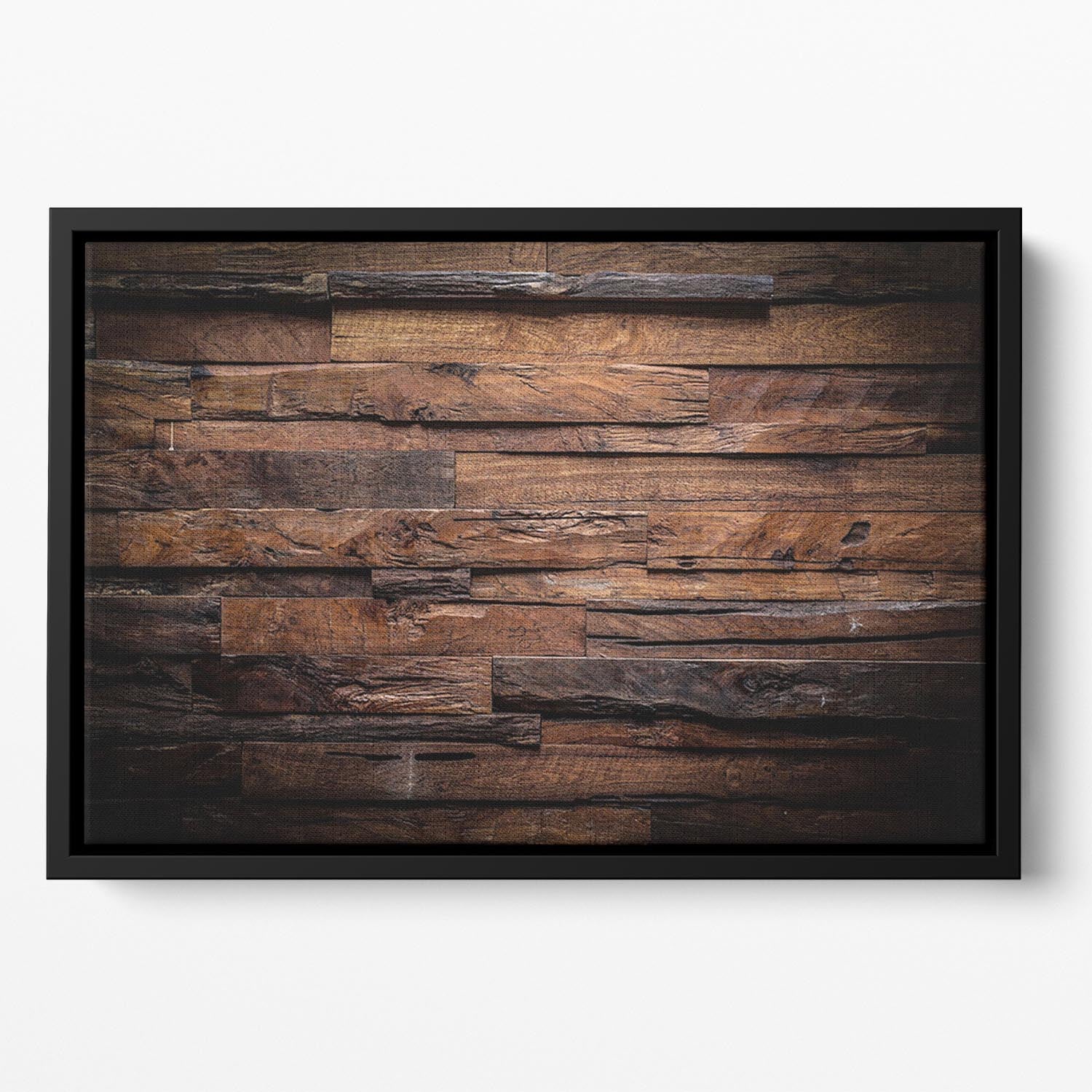 Dark wood texture Floating Framed Canvas - Canvas Art Rocks - 2