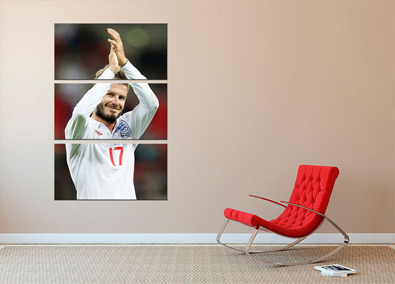 David Beckham playing for England 3 Split Panel Canvas Print - Canvas Art Rocks - 2