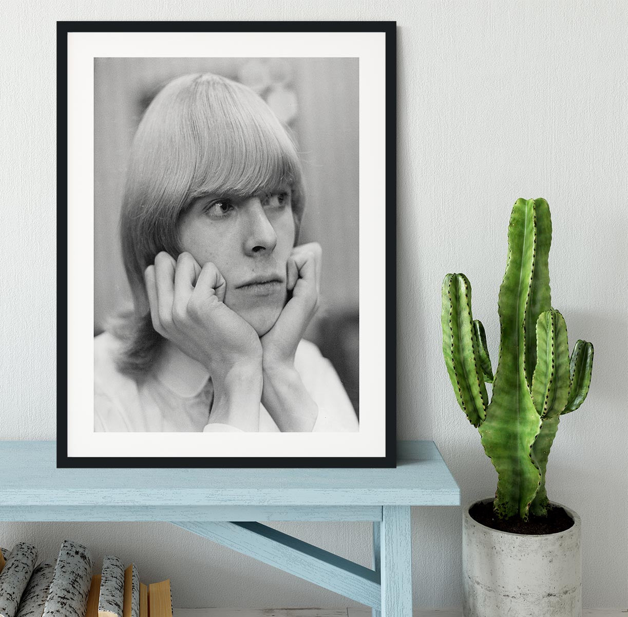 David Bowie with hair Framed Print - Canvas Art Rocks - 1