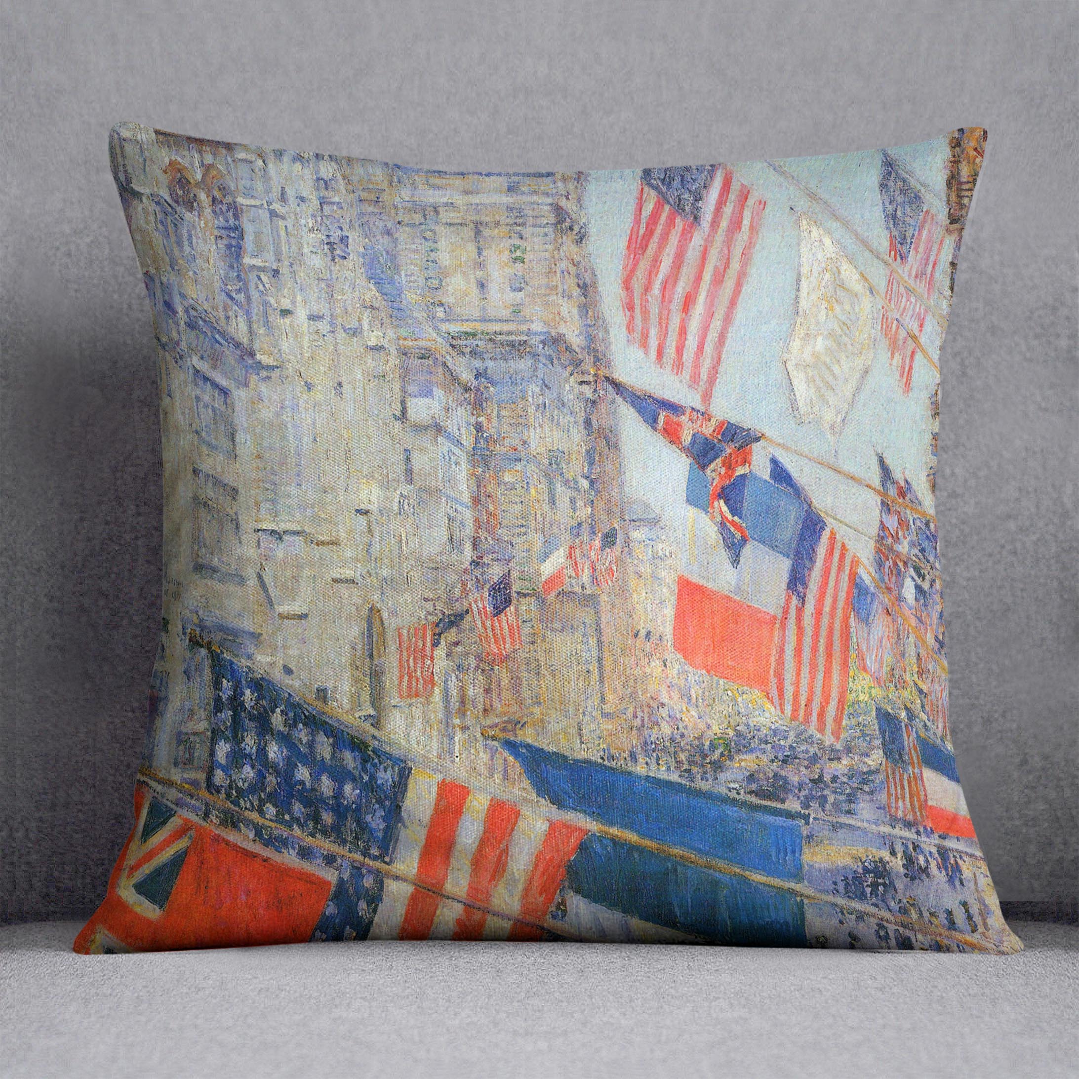 Day of allied victory 1917 by Hassam Cushion - Canvas Art Rocks - 1