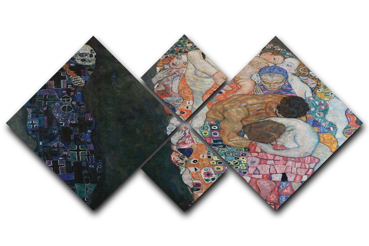 Death and Life by Klimt 2 4 Square Multi Panel Canvas  - Canvas Art Rocks - 1