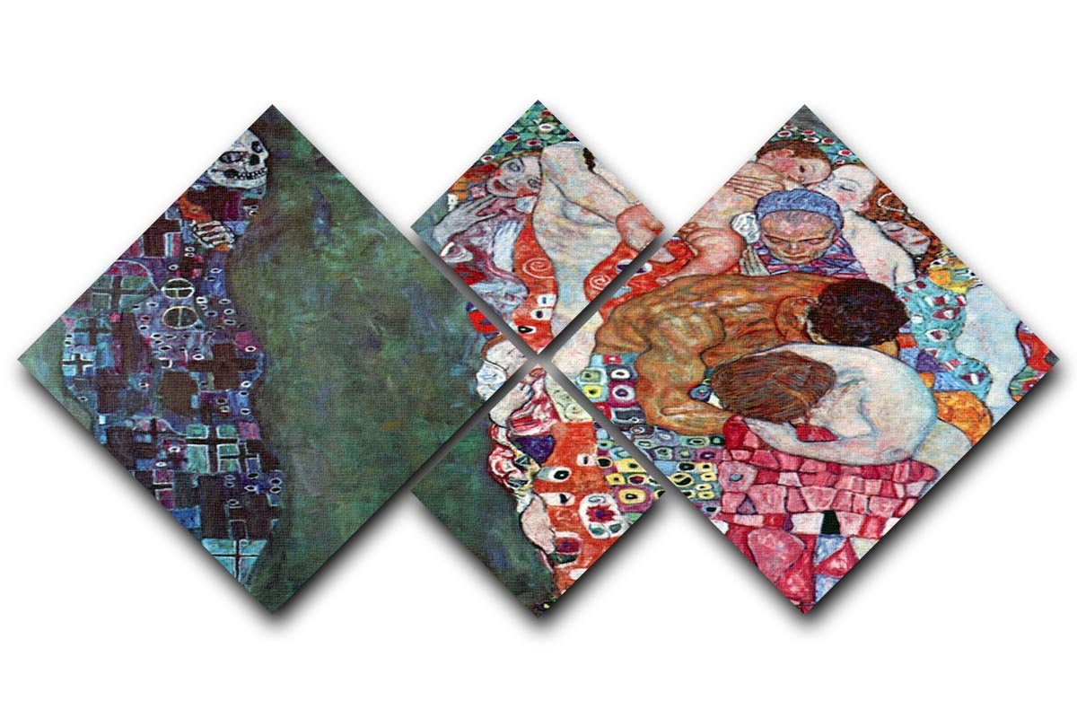 Death and Life by Klimt 4 Square Multi Panel Canvas  - Canvas Art Rocks - 1