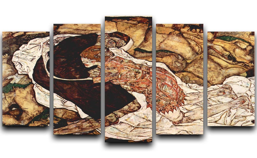 Death and the Woman by Egon Schiele 5 Split Panel Canvas - Canvas Art Rocks - 1