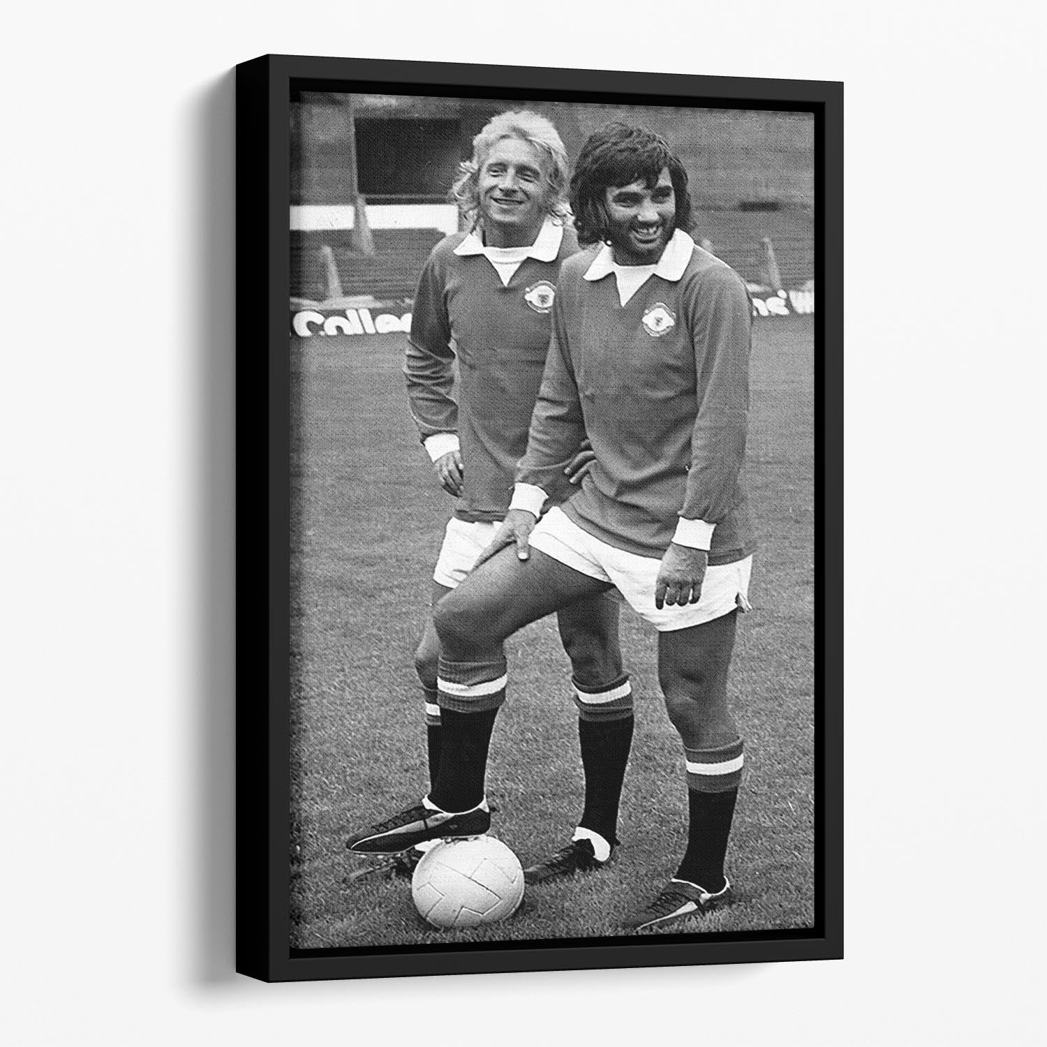 Denis Law and George Best in 1972 Floating Framed Canvas - Canvas Art Rocks - 1