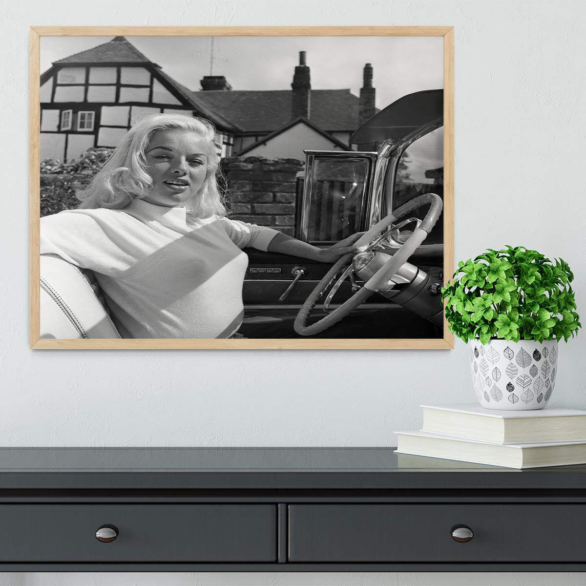 Diana Dors in her car Framed Print - Canvas Art Rocks - 4