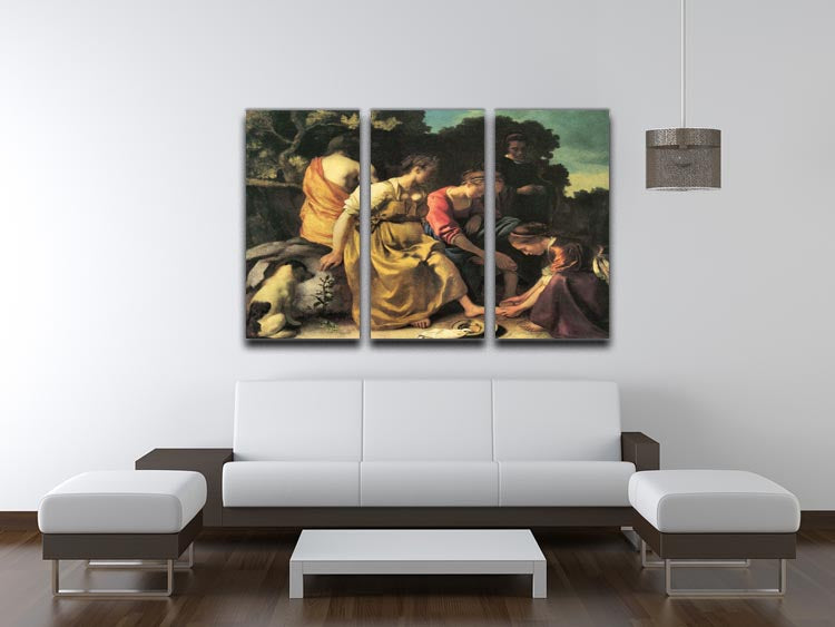 Diana and her nymphs by Vermeer 3 Split Panel Canvas Print - Canvas Art Rocks - 3