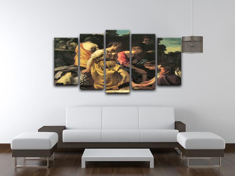 Diana and her nymphs by Vermeer 5 Split Panel Canvas - Canvas Art Rocks - 3