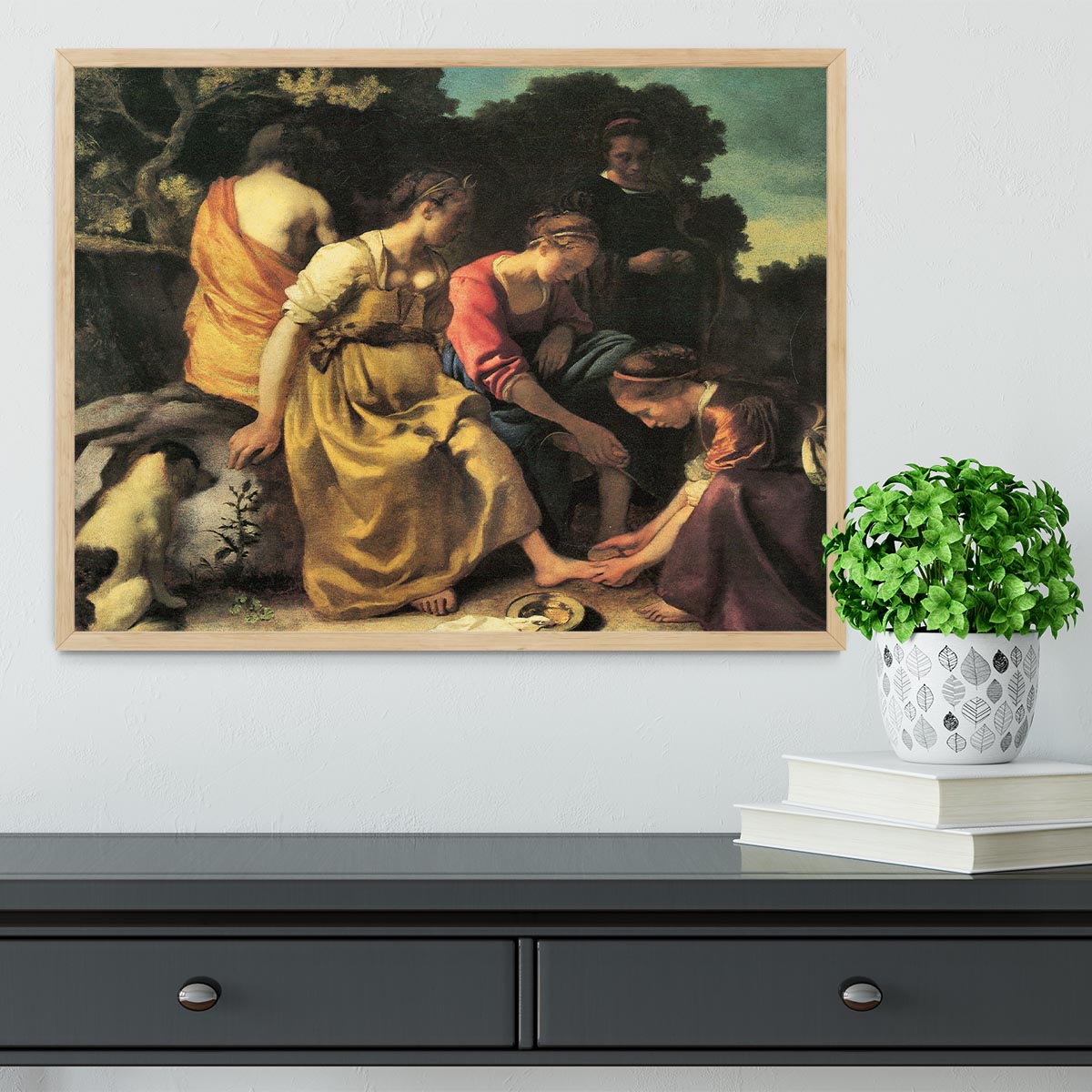 Diana and her nymphs by Vermeer Framed Print - Canvas Art Rocks - 4