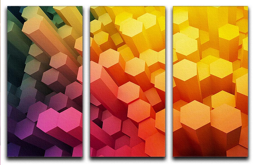Dimensional Hexagons 3 Split Panel Canvas Print - Canvas Art Rocks - 1