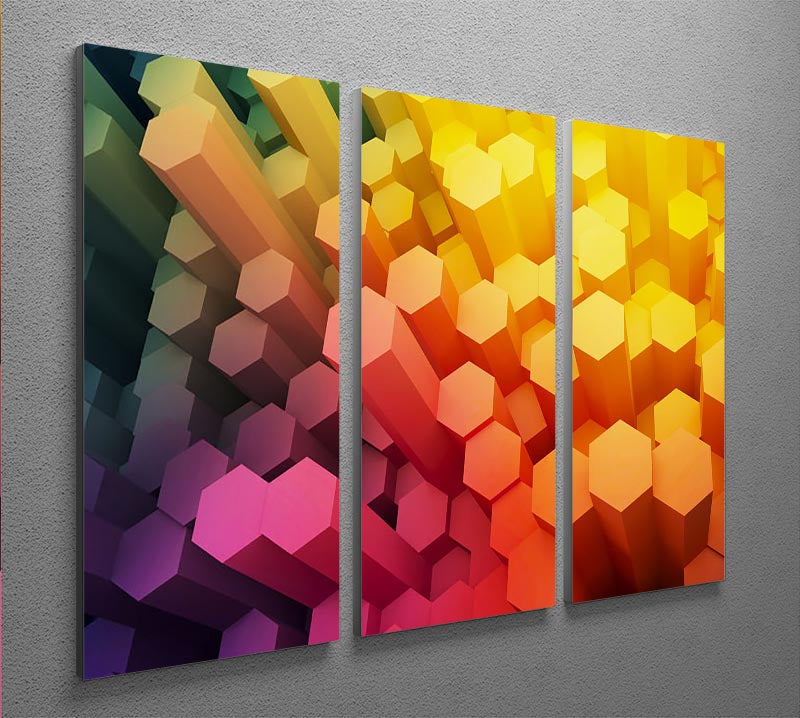 Dimensional Hexagons 3 Split Panel Canvas Print - Canvas Art Rocks - 2