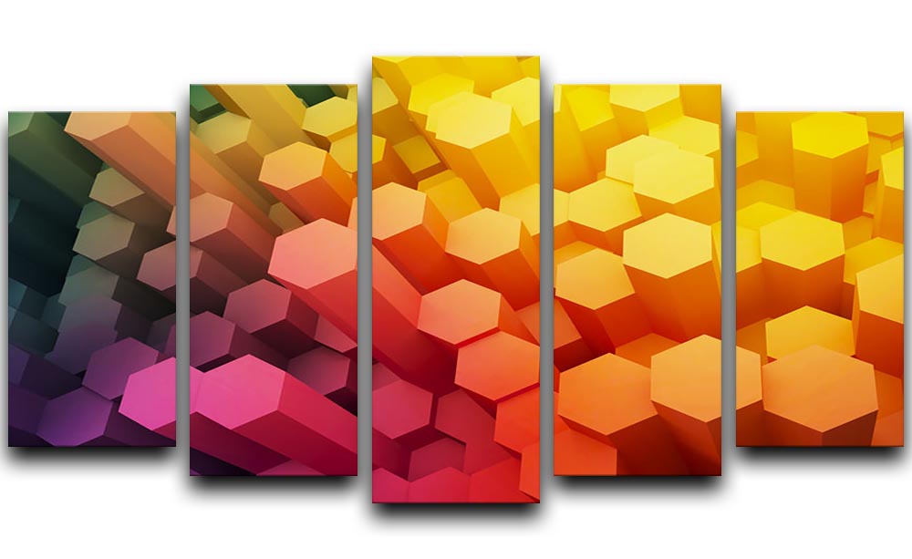 Dimensional Hexagons 5 Split Panel Canvas - Canvas Art Rocks - 1