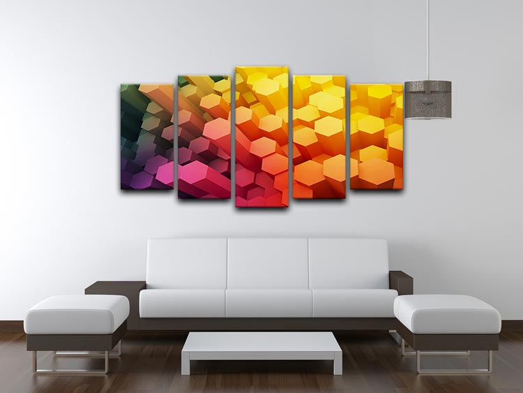 Dimensional Hexagons 5 Split Panel Canvas - Canvas Art Rocks - 3