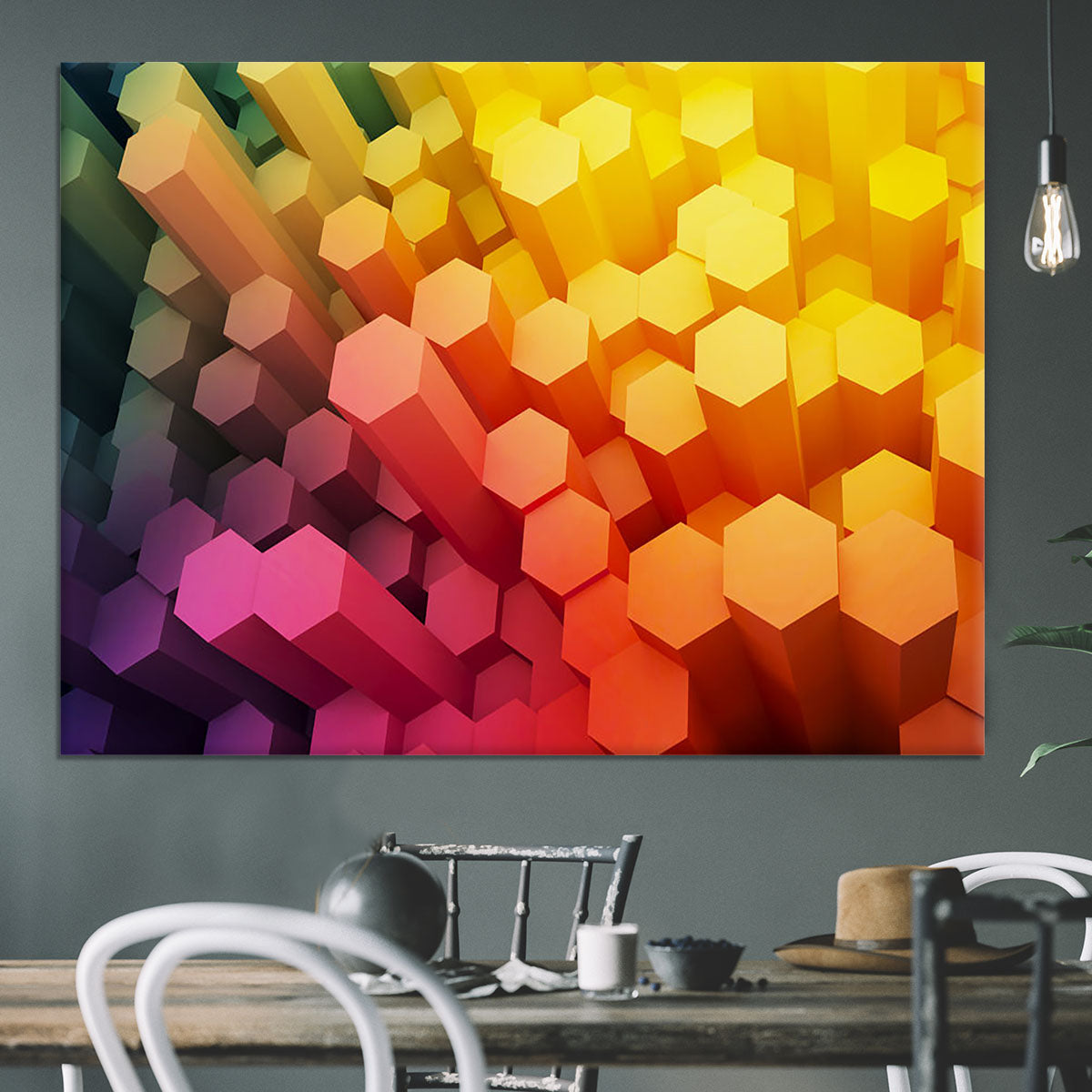 Dimensional Hexagons Canvas Print or Poster - Canvas Art Rocks - 3