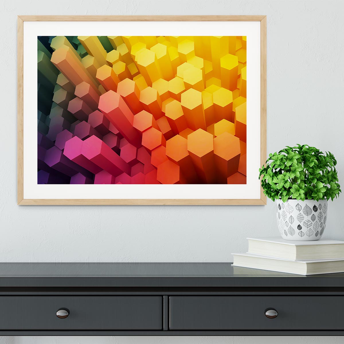 Dimensional Hexagons Framed Print - Canvas Art Rocks - 3