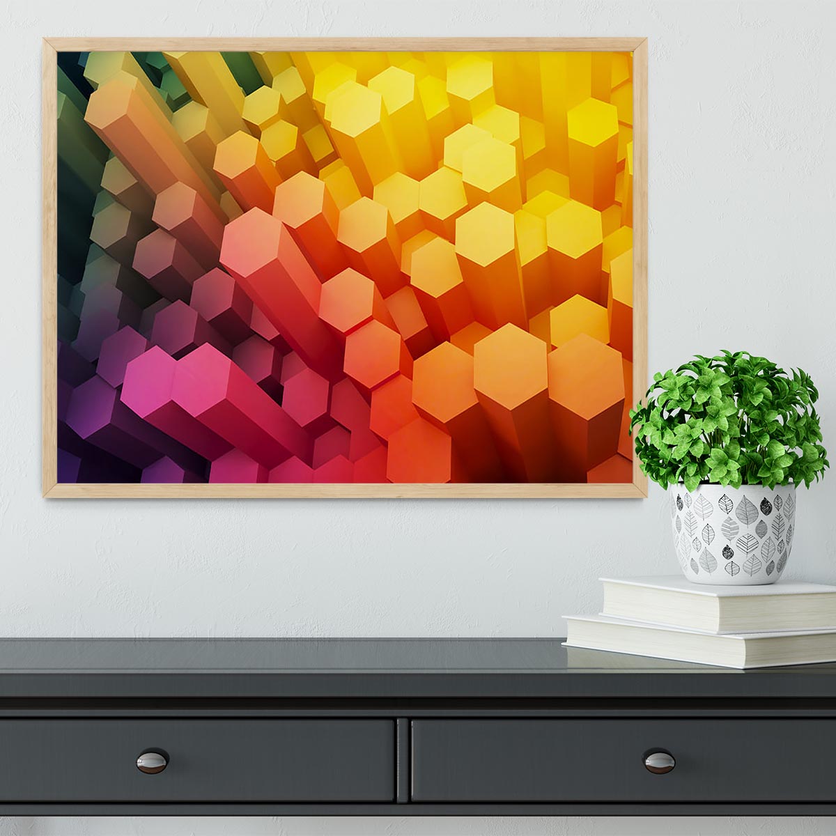 Dimensional Hexagons Framed Print - Canvas Art Rocks - 4