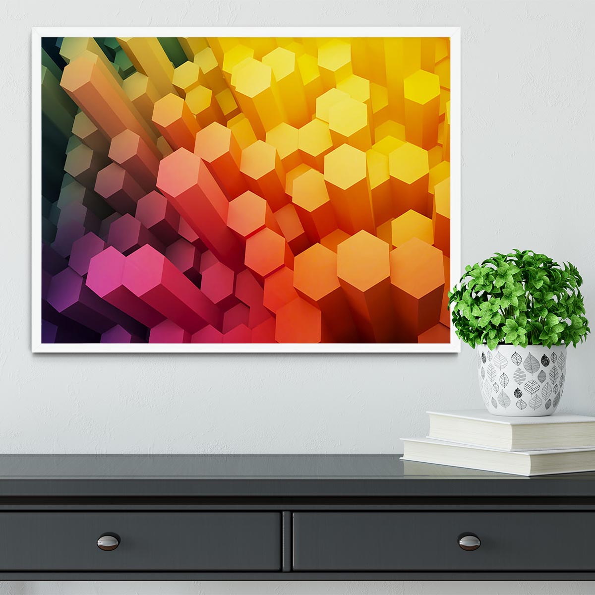 Dimensional Hexagons Framed Print - Canvas Art Rocks -6