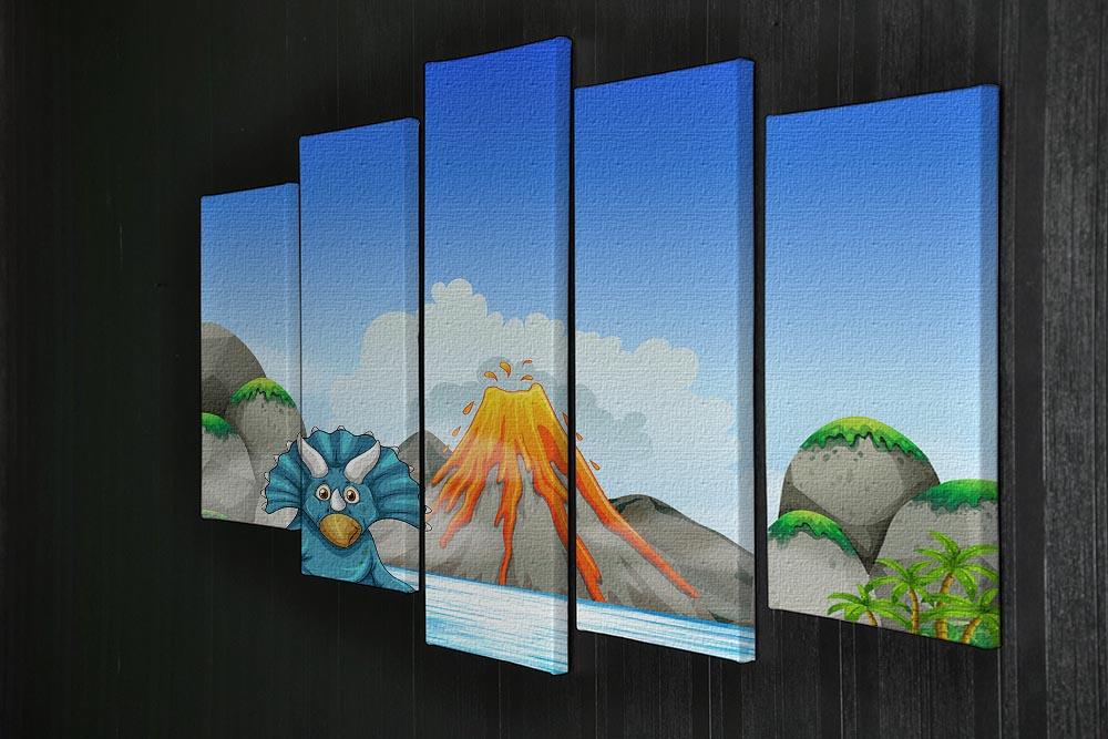 Dinosaur living by the lake 5 Split Panel Canvas - Canvas Art Rocks - 2