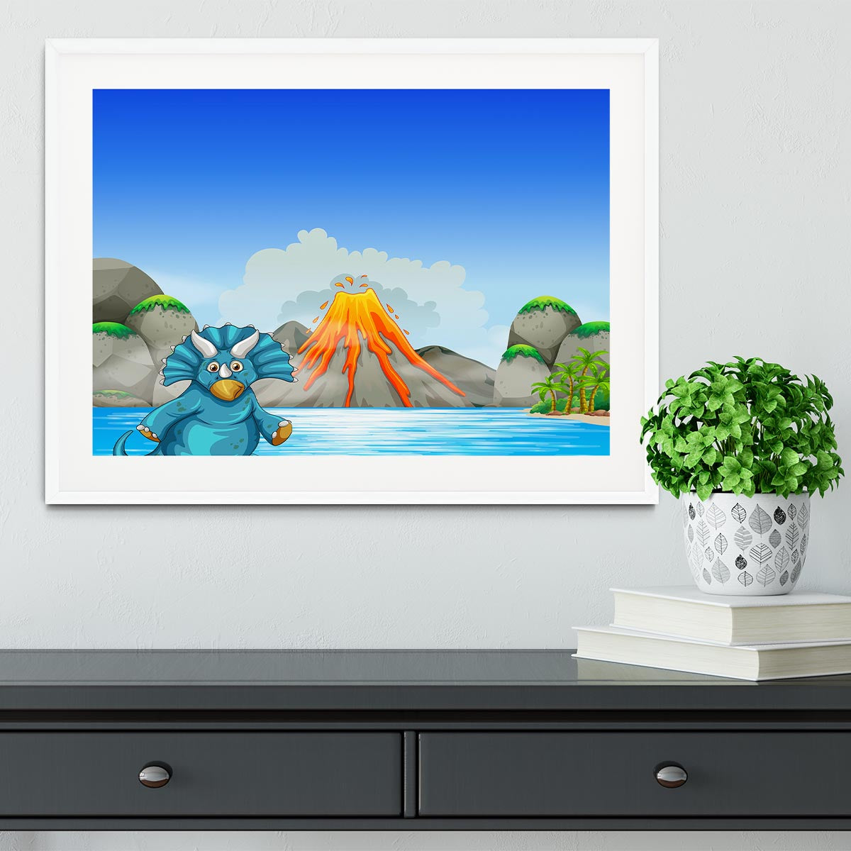 Dinosaur living by the lake Framed Print - Canvas Art Rocks - 5