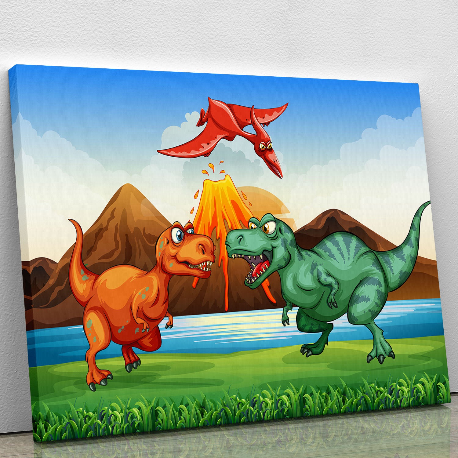 Dinosaurs fighting Canvas Print or Poster - Canvas Art Rocks - 1
