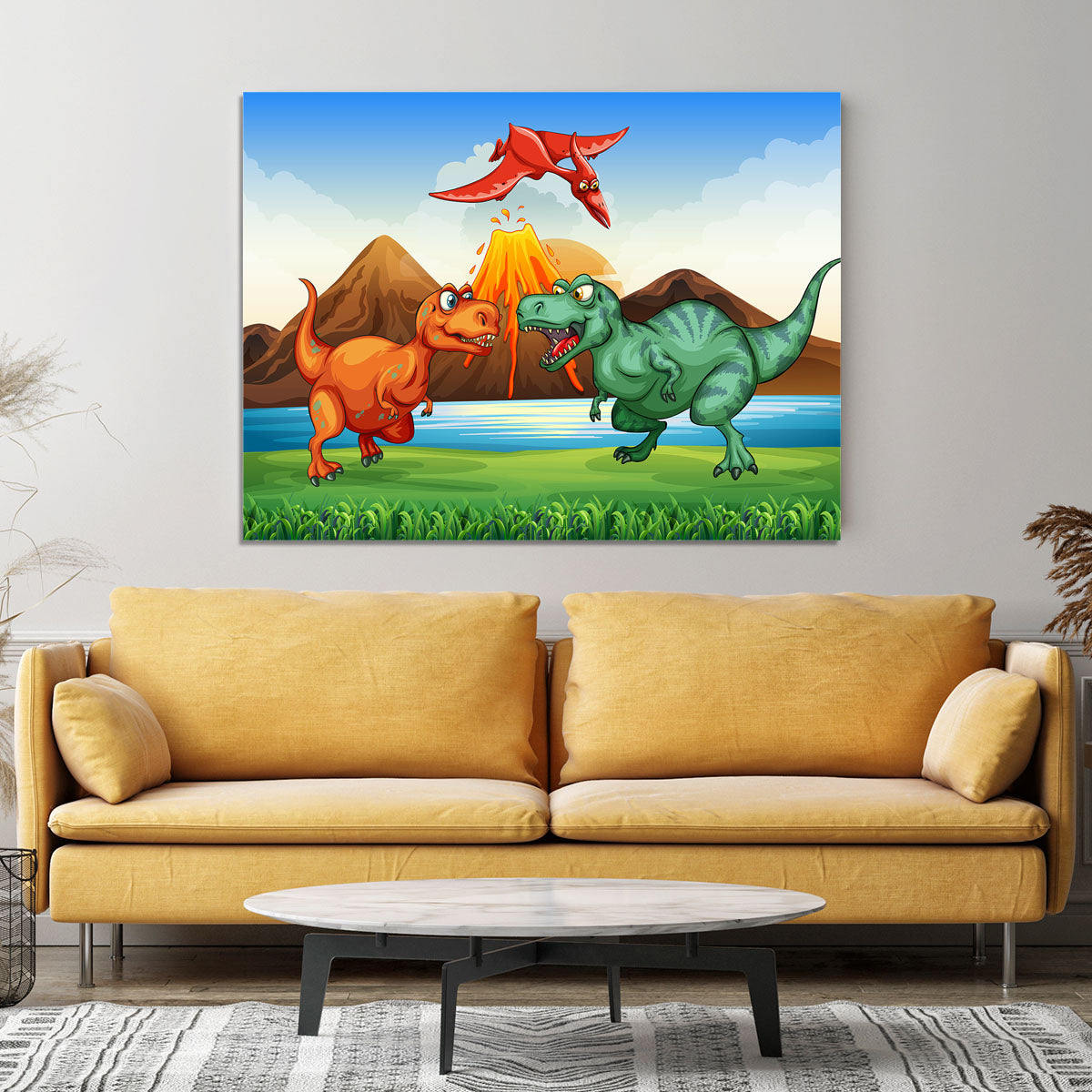 Dinosaurs fighting Canvas Print or Poster - Canvas Art Rocks - 4