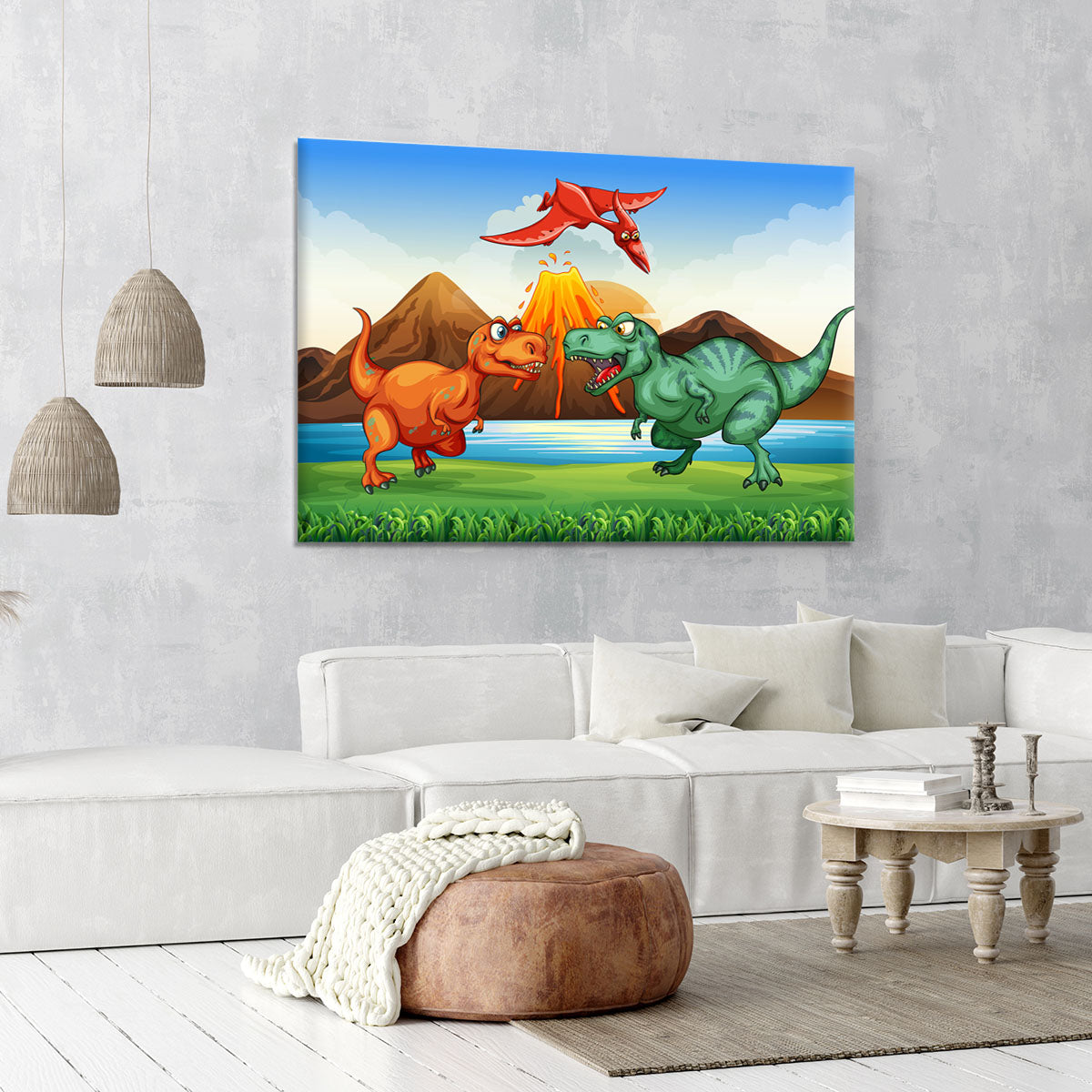 Dinosaurs fighting Canvas Print or Poster - Canvas Art Rocks - 6