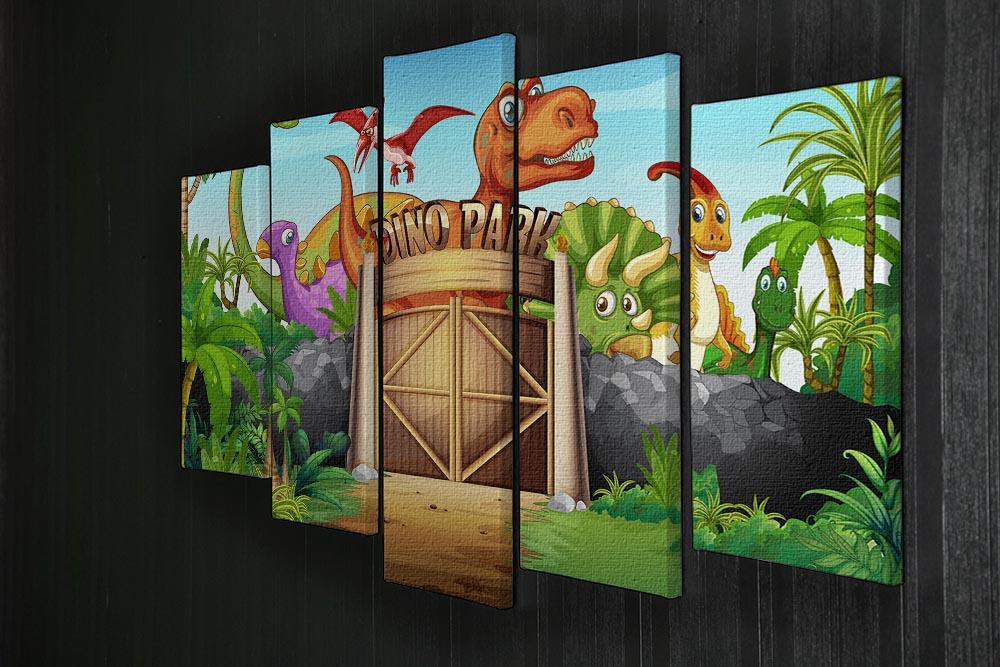 Dinosaurs living in Dino park 5 Split Panel Canvas - Canvas Art Rocks - 2