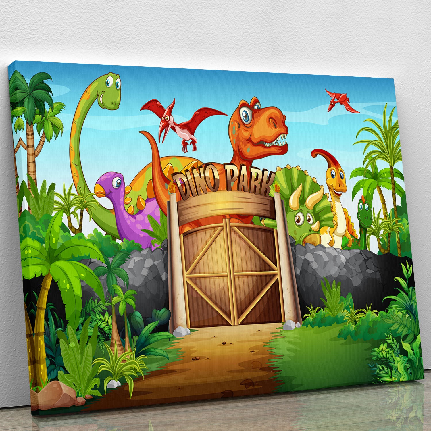 Dinosaurs living in Dino park Canvas Print or Poster - Canvas Art Rocks - 1