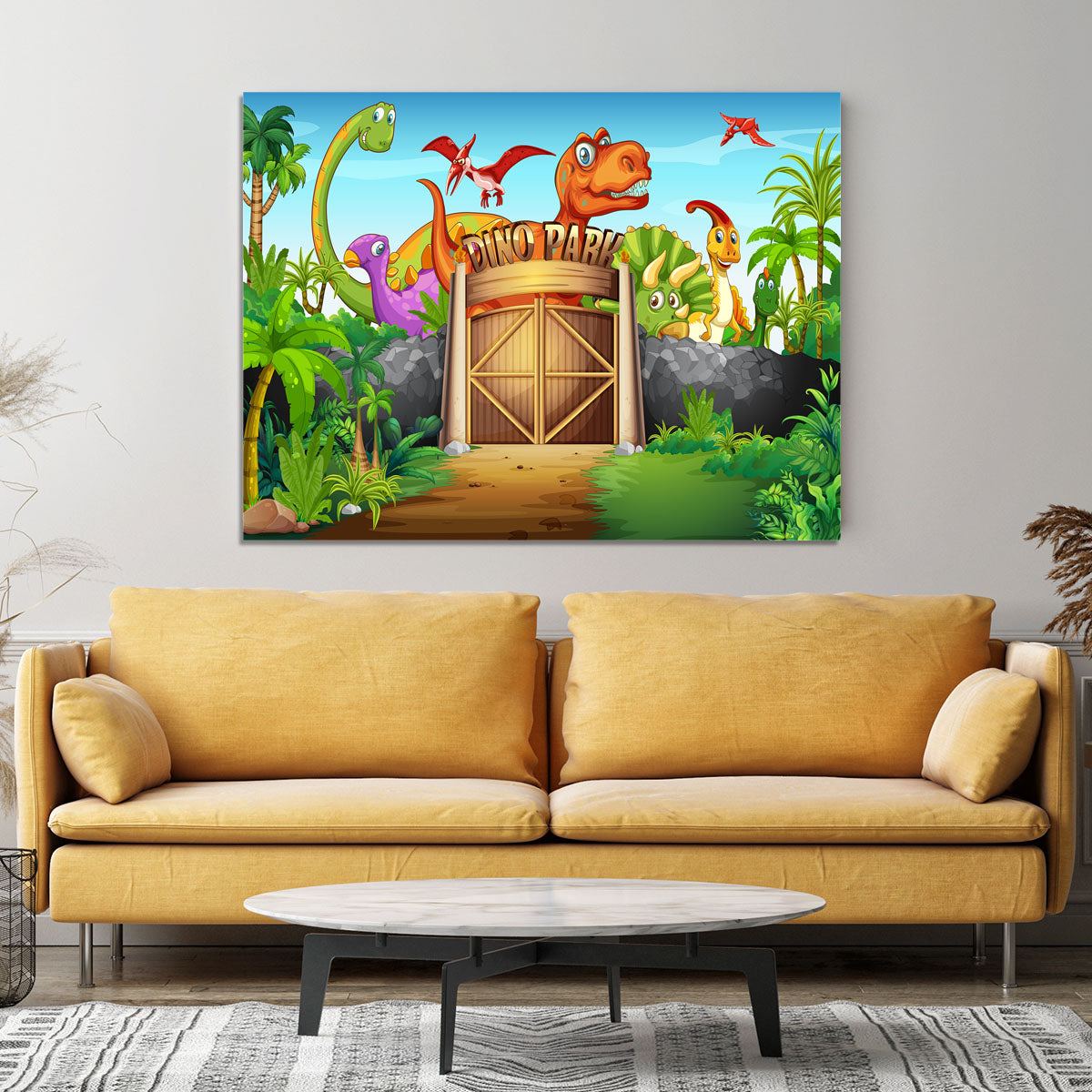 Dinosaurs living in Dino park Canvas Print or Poster - Canvas Art Rocks - 4