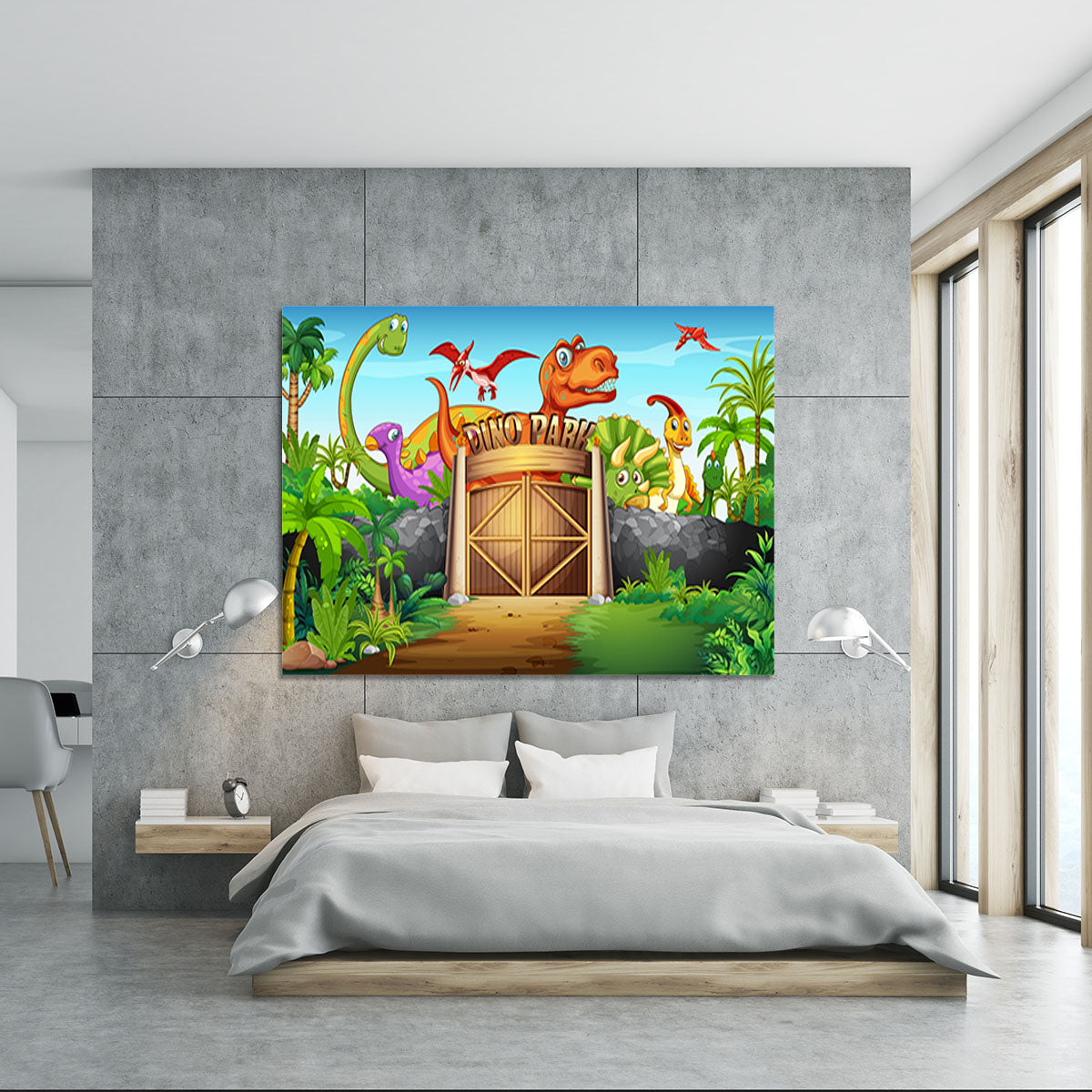 Dinosaurs living in Dino park Canvas Print or Poster - Canvas Art Rocks - 5