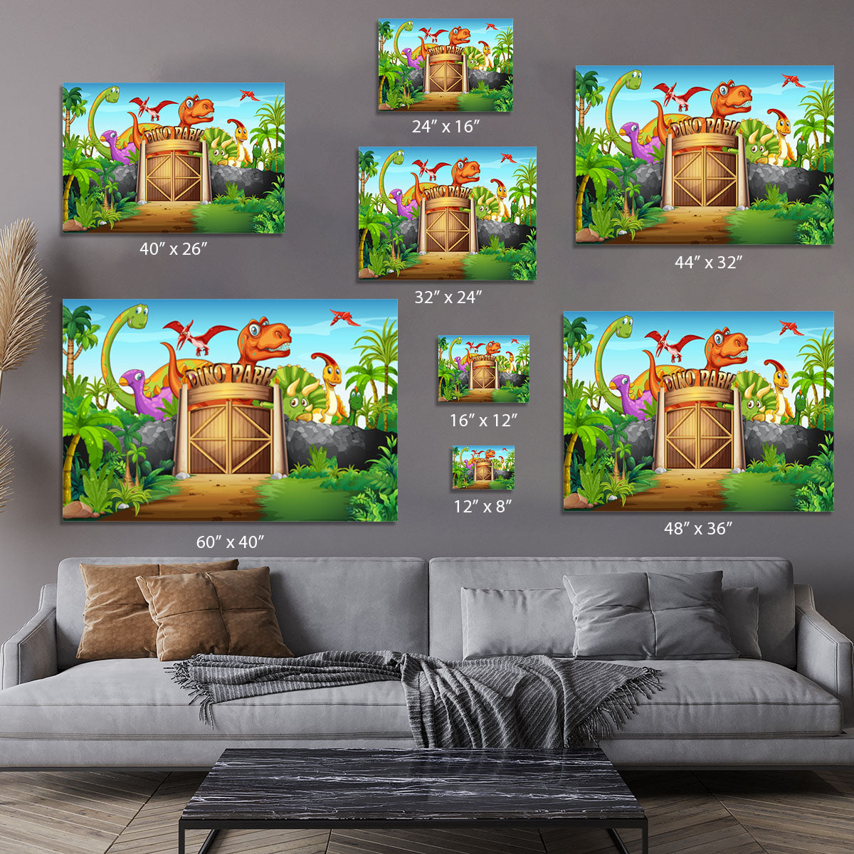 Dinosaurs living in Dino park Canvas Print or Poster - Canvas Art Rocks - 7