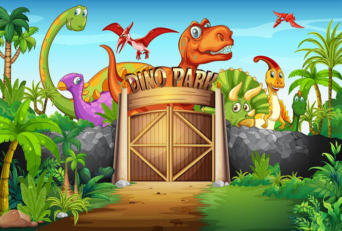 Dinosaurs living in Dino park Wall Mural Wallpaper