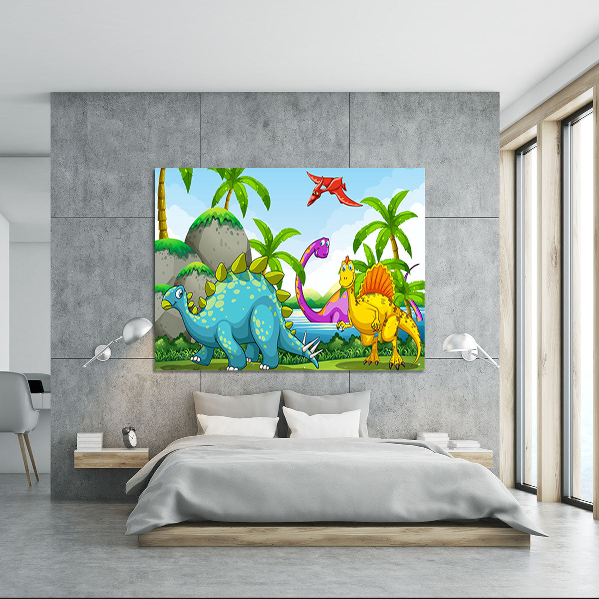 Dinosaurs living in the jungle Canvas Print or Poster - Canvas Art Rocks - 5