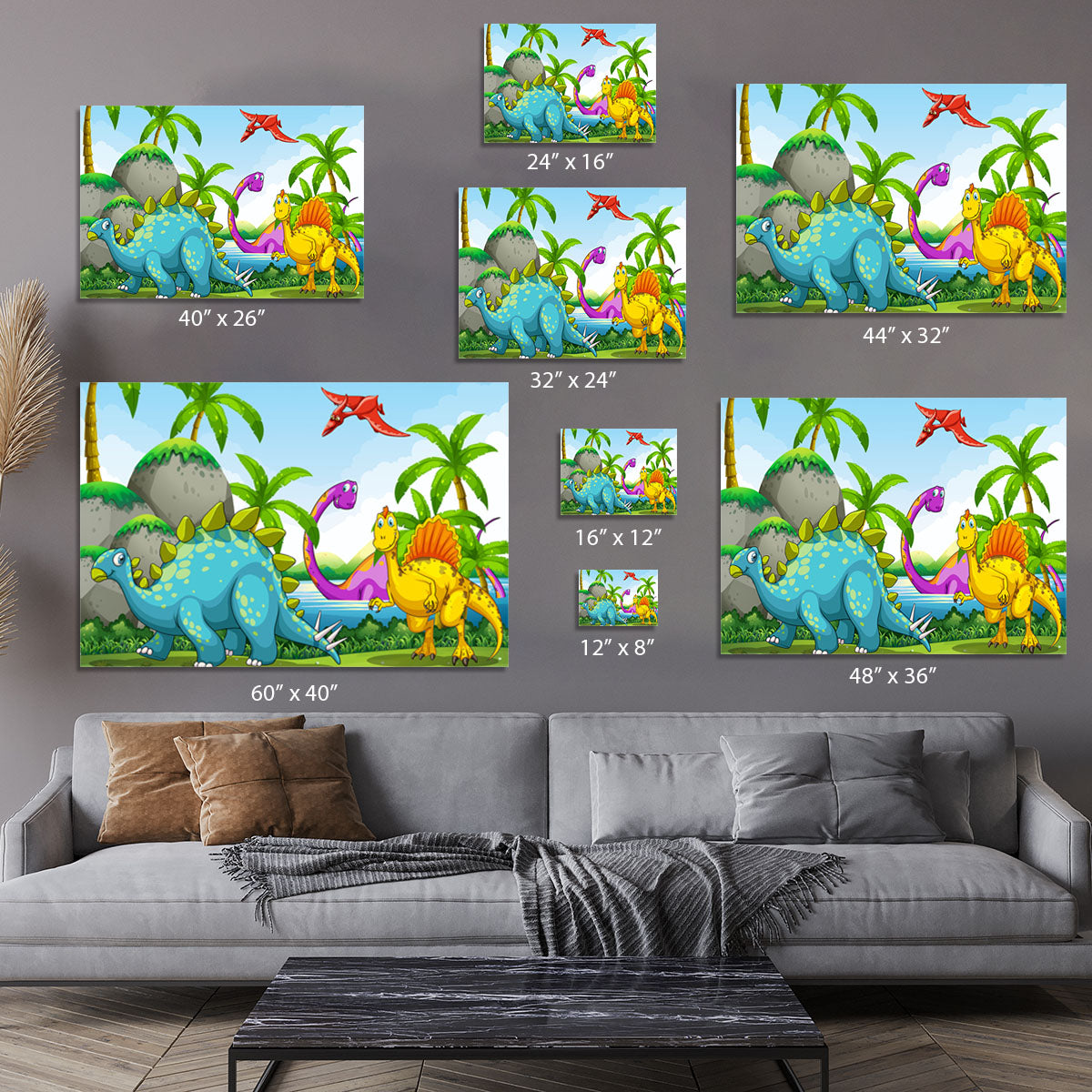 Dinosaurs living in the jungle Canvas Print or Poster - Canvas Art Rocks - 7