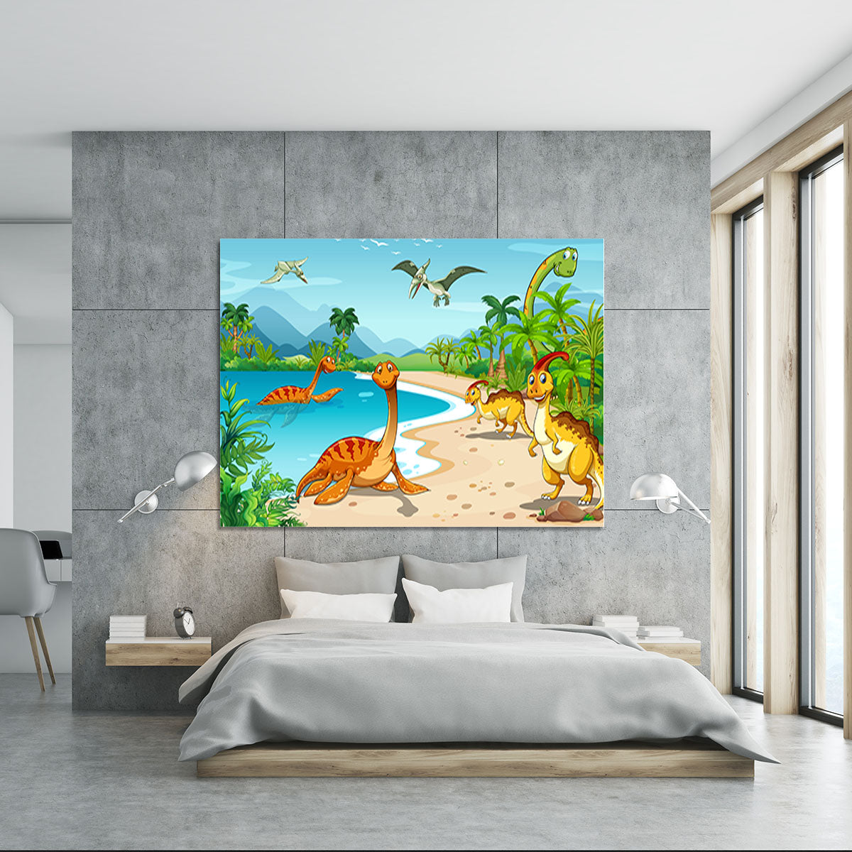 Dinosaurs living on the beach Canvas Print or Poster - Canvas Art Rocks - 5