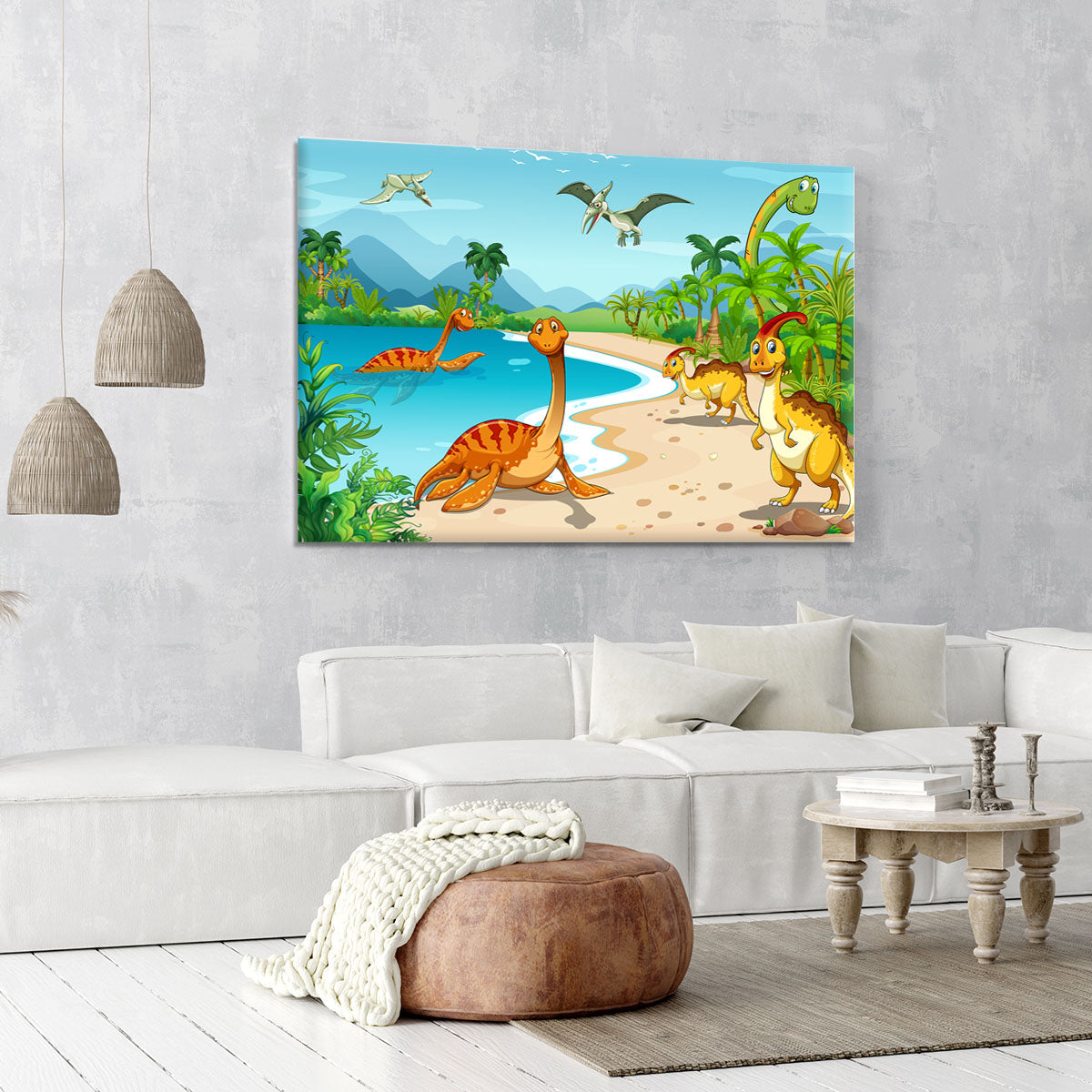 Dinosaurs living on the beach Canvas Print or Poster - Canvas Art Rocks - 6