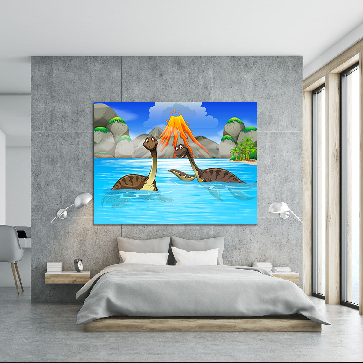 Dinosaurs swimming in the lake Canvas Print or Poster - Canvas Art Rocks - 5