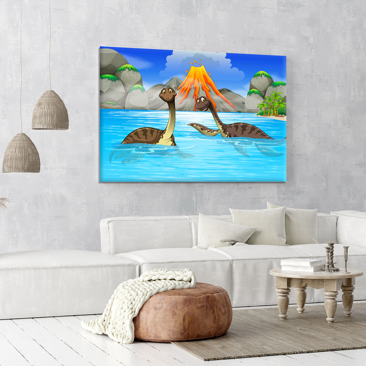 Dinosaurs swimming in the lake Canvas Print or Poster - Canvas Art Rocks - 6