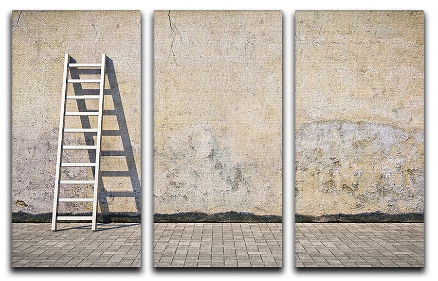 Dirty grunge wall with ladder 3 Split Panel Canvas Print - Canvas Art Rocks - 1