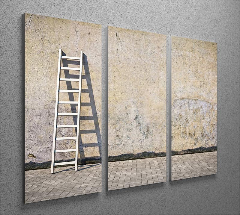 Dirty grunge wall with ladder 3 Split Panel Canvas Print - Canvas Art Rocks - 2