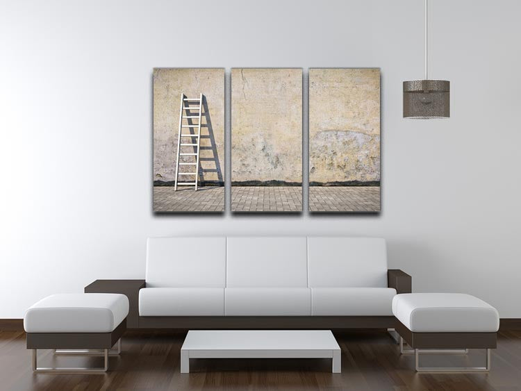 Dirty grunge wall with ladder 3 Split Panel Canvas Print - Canvas Art Rocks - 3