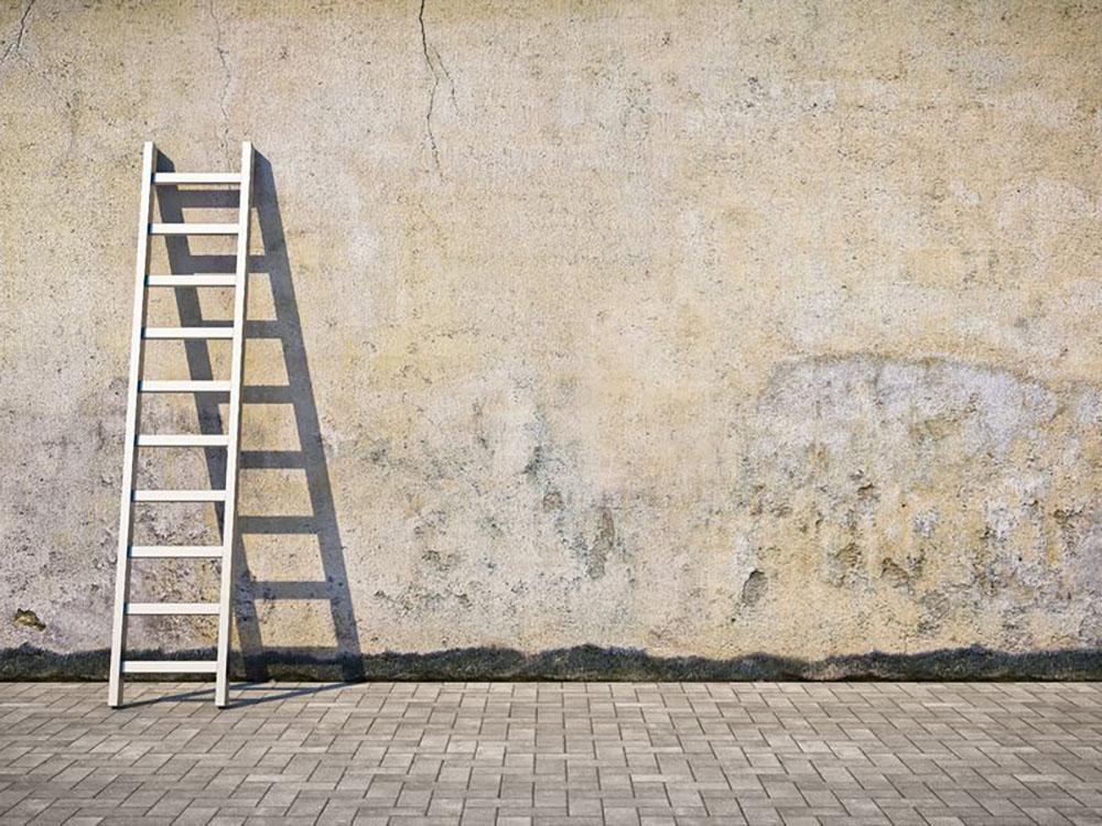 Dirty grunge wall with ladder Wall Mural Wallpaper - Canvas Art Rocks - 1