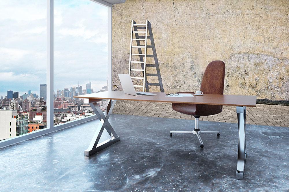 Dirty grunge wall with ladder Wall Mural Wallpaper - Canvas Art Rocks - 3